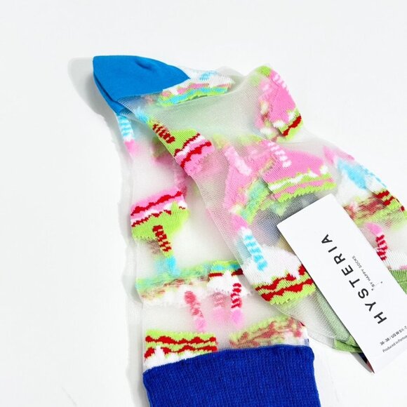 Happy Socks Hysteria Cake With Candles Sheer Women Grace Ankle Socks - Picture 2 of 4